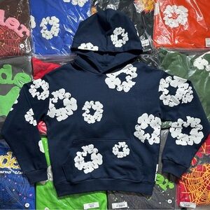 Denim Tears Women Floral Navy Hoodie